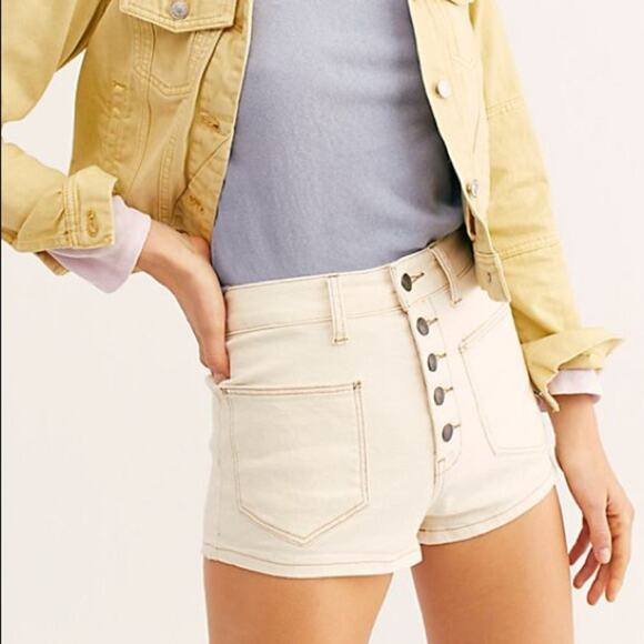 Free People Tan Bridgette Denim Shorts 28 - Picture 1 of 8